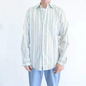 Dolce And Gabbana White And Blue Stripe Button Down Dress Shirt Size  16/41